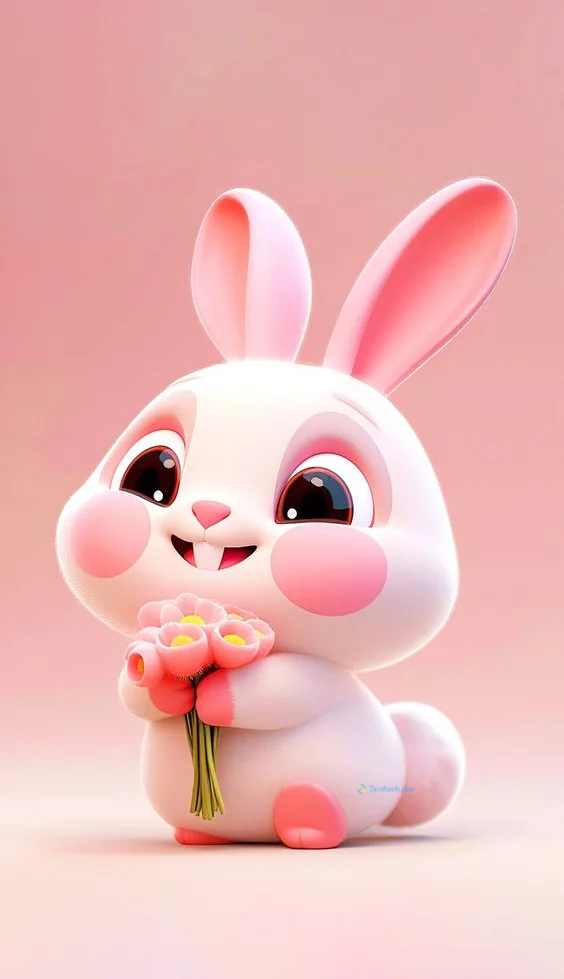 Hình nền con Thỏ màu hồng cho điện thoại
