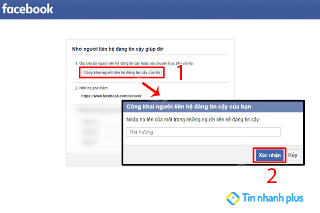 cập nhật người dùng đáng tin cậy lấy lại mật khẩu facebook