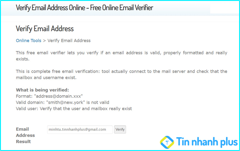 kiểm tra email bằng Email unlimited