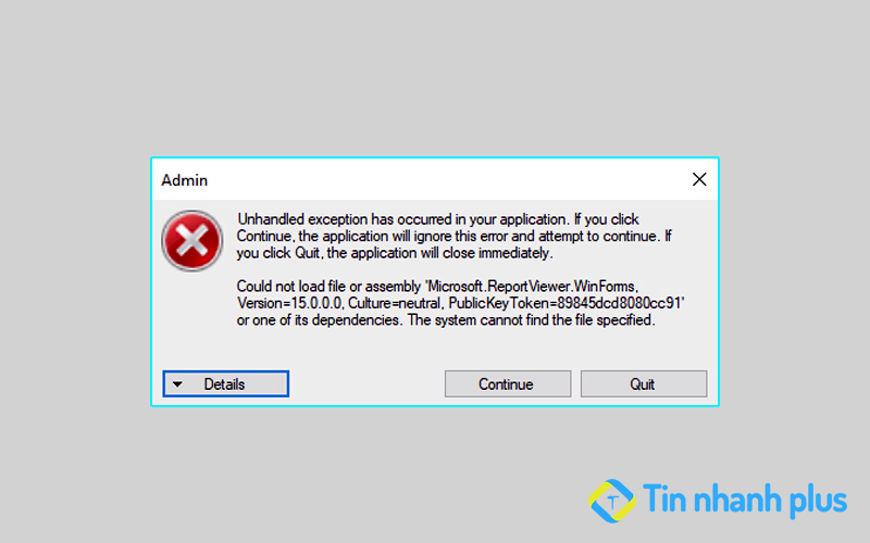 lỗi unhandled exception has occurred in your application