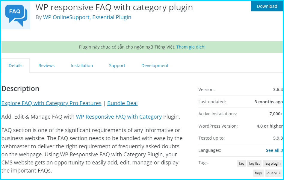 Plugin WP responsive FAQ with category plugin