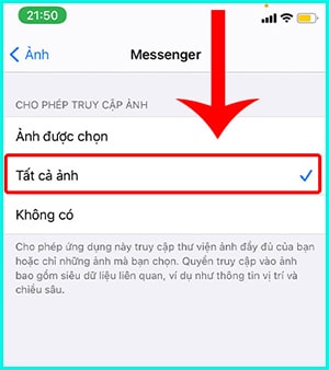 lỗi messenger không gửi được ảnh trên iPhone