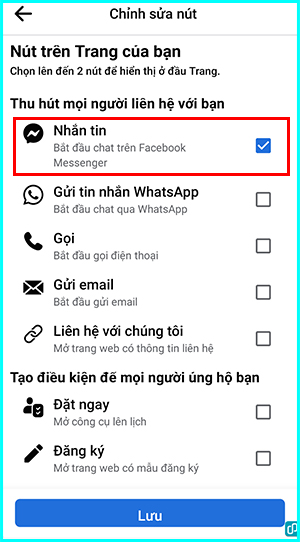 cách tạo nút nhắn tin trên Fanpage facebook bằng điện thoại