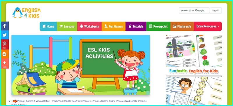 English 4kids - Trang web học tiếng anh cho trẻ