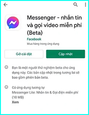 cập nhật ứng dụng Messenger